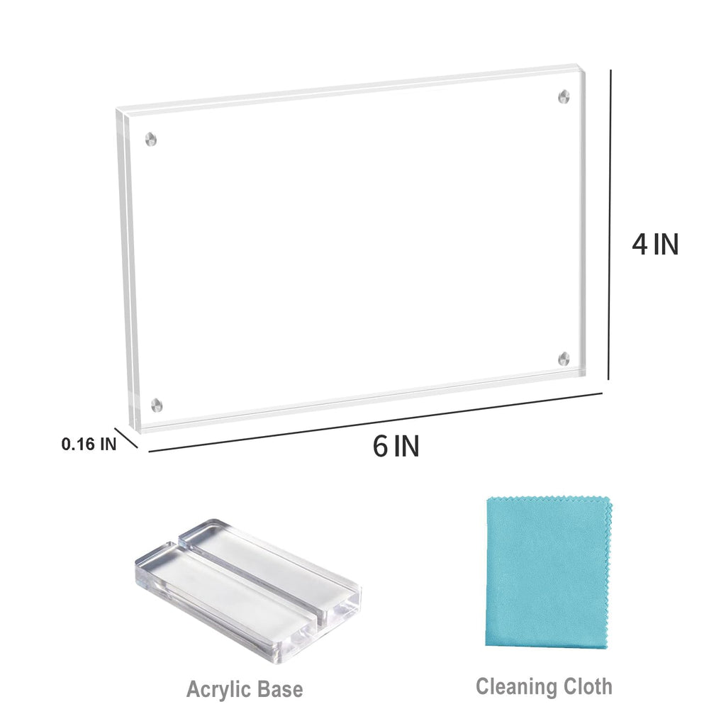 5 Pack 4x6 Magnetic Acrylic Picture Frame, Clear Floating with Base