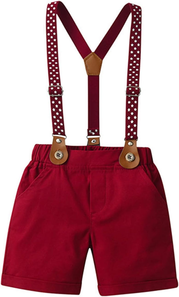 Toddler Baby Boy Summer Clothes Overall Shorts Outfits Short Sleeve Button Down Shirt Overalls Kids Dress Suit