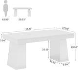 55 Inches Executive Desk, Mid-Century Modern Home Office Desk