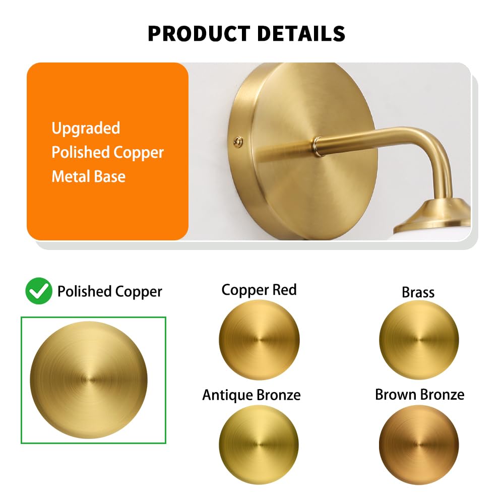 Gold Plug in Wall Sconce Set of 2, Wall Light Fixture with Plug in Cord On/Off Switch, Mid Century Art Deco Wall