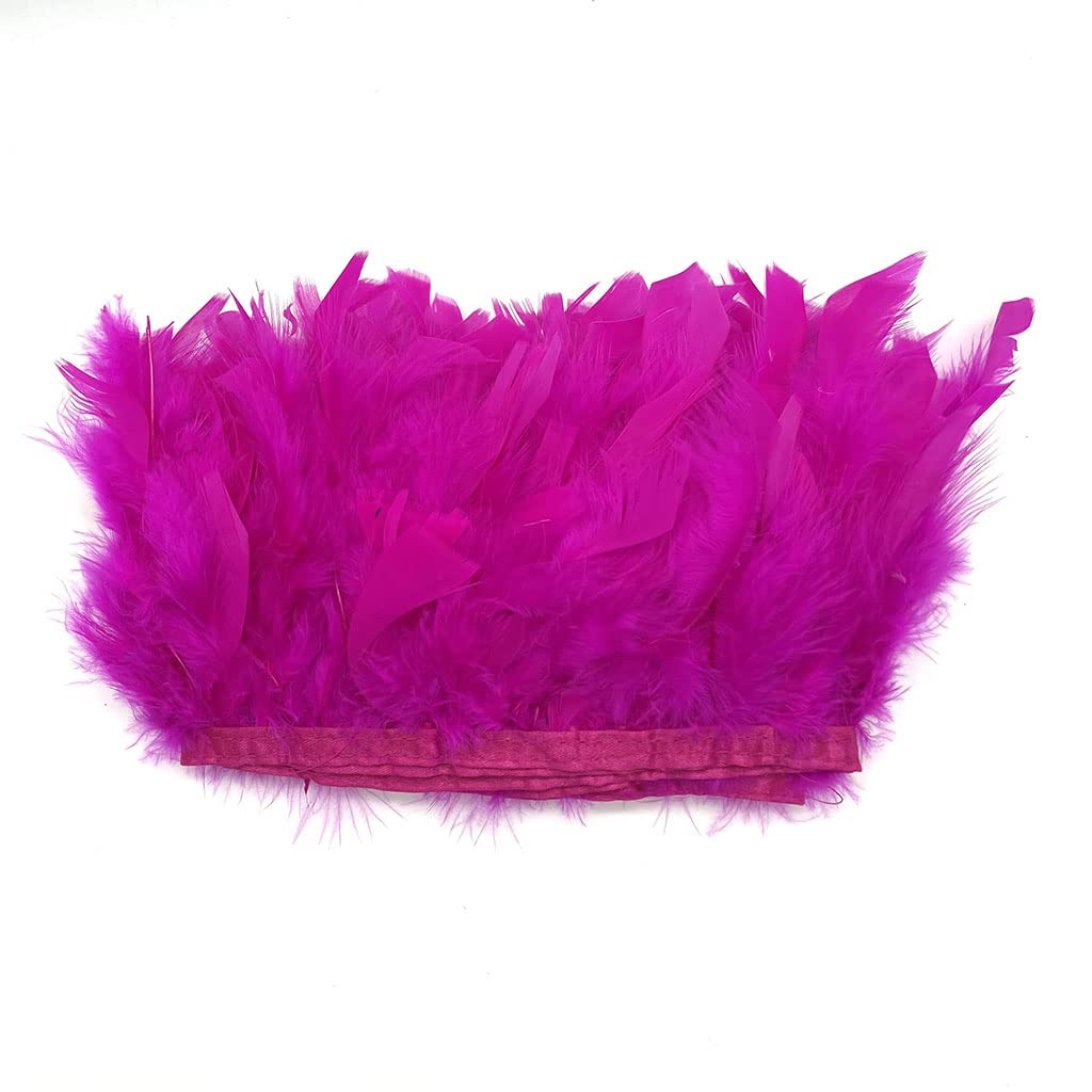 Turkey Feathers Fringe Trim for Party Clothing DIY Sewing Crafts Decoration Pack of 2 Yards (Fuchsia)