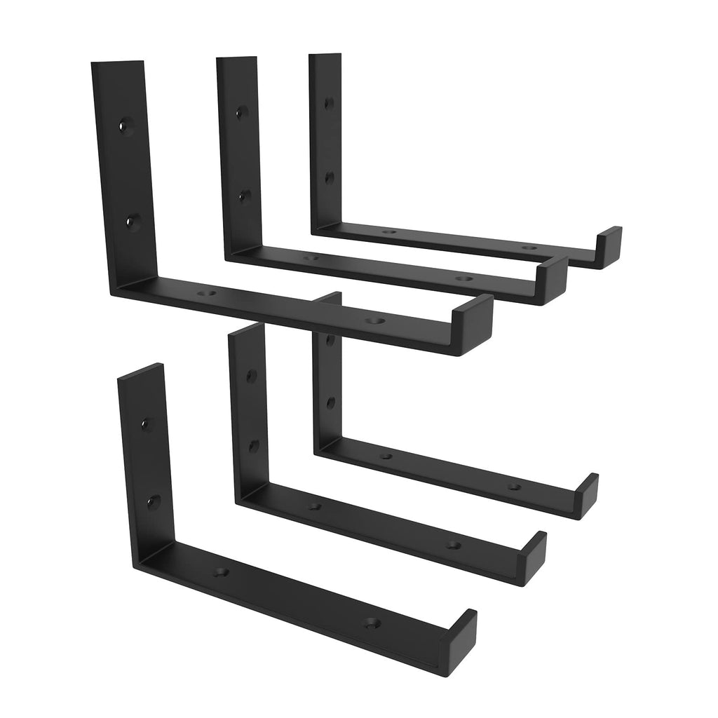 12 Inch Heavy Duty Floating Shelf Bracket, Wall Mounting Industrial Black Shelf Brackets, 1/5 Inch Thick Iron Metal