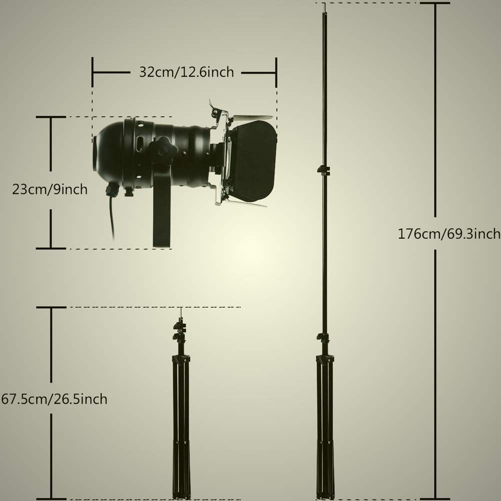 Vintage Industrial Black Retro Tripod Adjustable Floor lamp Parking Light, 5 Meter Cable with Foot Switch Parking