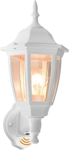 Outdoor Wall Light Dusk to Dawn, Porch Sensor Light White Plastic Anti-Corrosion with LED Edison Filament Bulb