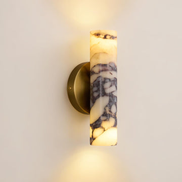 Nordic Natural Marble Sconce, 9.5" Modern Alabaster Stone Wall Lamp