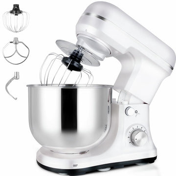 Stand Mixer 5-QT, 6+P Speed Tilt-Head Food Mixer 300W Dough Mixer with Stainless Steel Bowl,Dough Hook,Flat