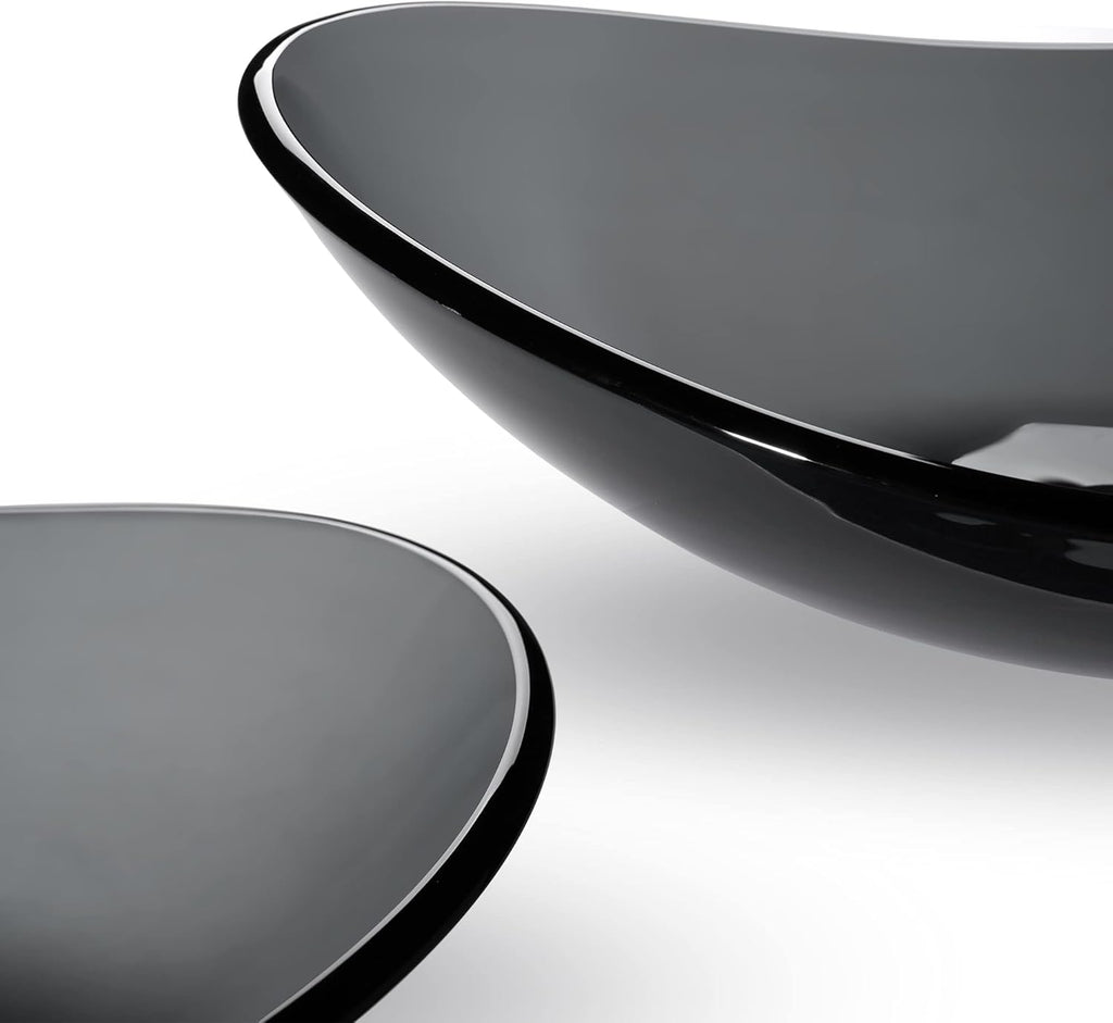 Aquaterior Tempered Glass Bathroom Vessel Sink Oval Vanity Above Counter Top Mount Basin Clear Grey Industrial Modern