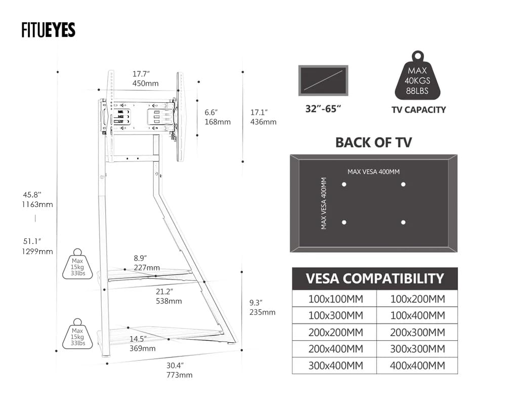 Corner TV Stand for 32-65 Inch TVs with Cable Management, Walnut