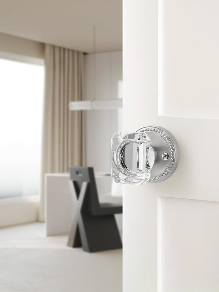 Satin Nickel Door Knobs Crystal Door Knob Brushed Nickel Passage Door Knobs Square Glass Silver Interior Door Knob