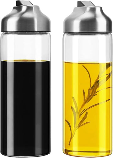 Olive Oil Dispenser - 14 OZ Glass Oil and Vinegar Dispenser Bottles Set No Drip - Set of 2