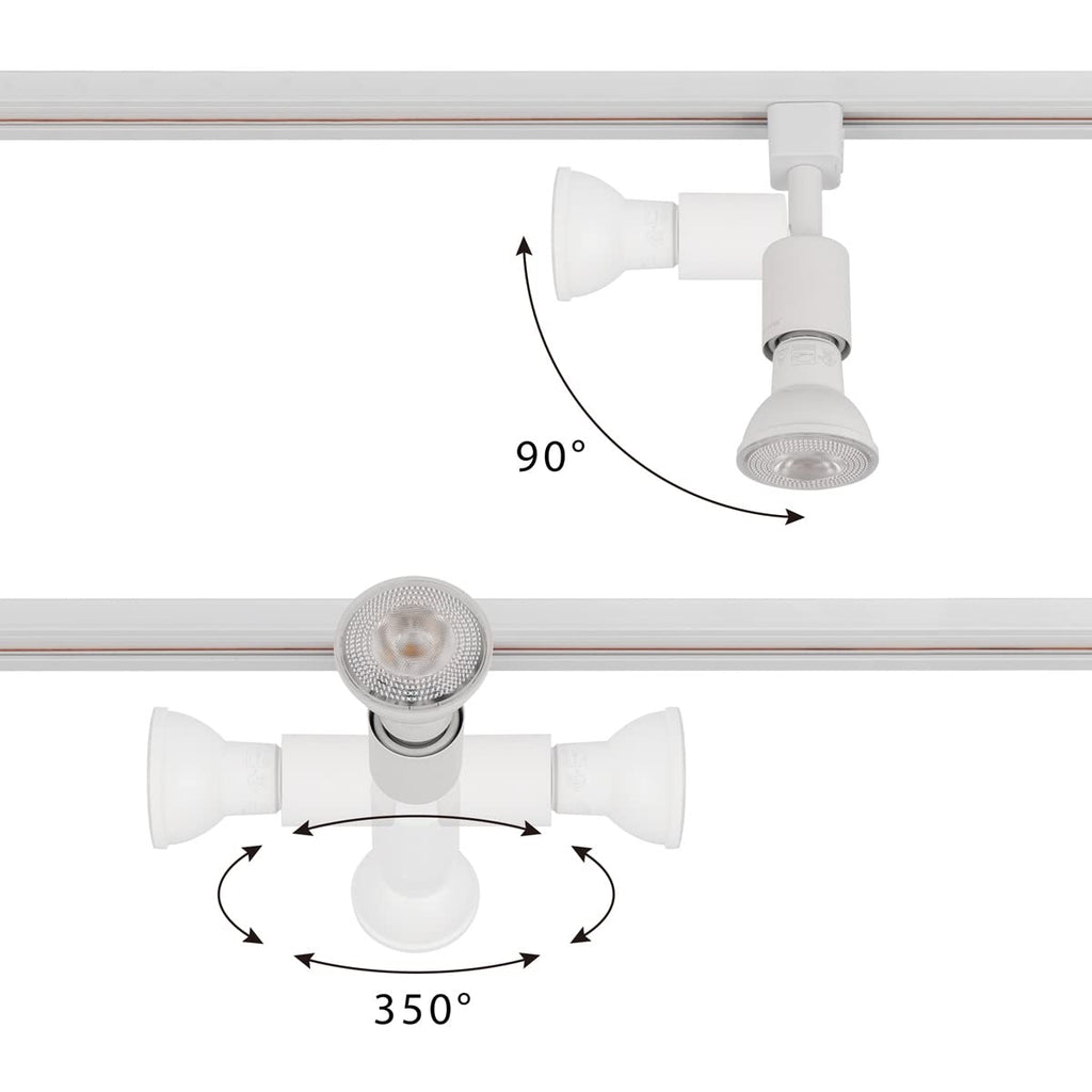 J Type Track Lighting Head to E26 Medium Screw Base Adapter Light Direction Adjustable Pack of 12 (White)