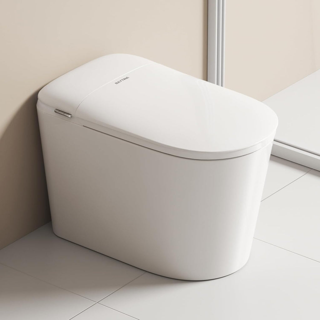 Smart Tankless One-Piece Toilet with ADA Comfort Height Heated Seat, Auto Flush, Foot Sensor, Night Light, Modern Elongated Design