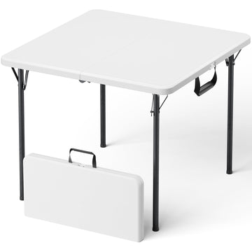 Folding Table, 36 Inch Square Foldable Card Table with Carrying Handle, Heavy Duty Fold-in-Half Portable Table No
