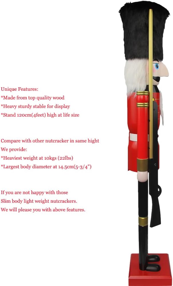 4ft Giant Christmas Wooden Nutcracker Soldier on Stand K07