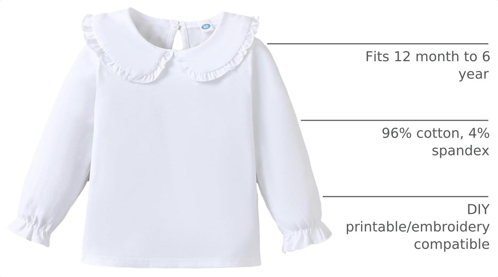 Toddler Girl T-Shirt Girl Peter Pan Collar Blouse