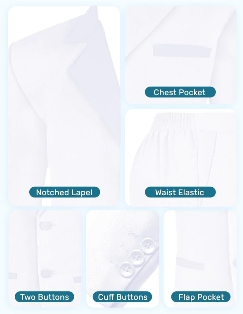 Boys 5 Piece Tuxedo Set with Jacket, Pants, Shirt, Vest & Bow Tie