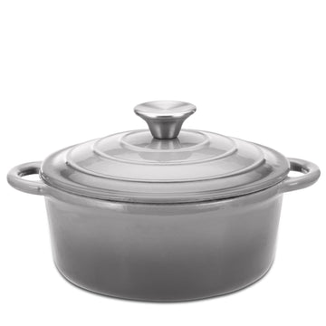 3-Quart Enameled Cast Iron Dutch Oven with Lid | Cream Interior for Even Heat Distribution, Gray