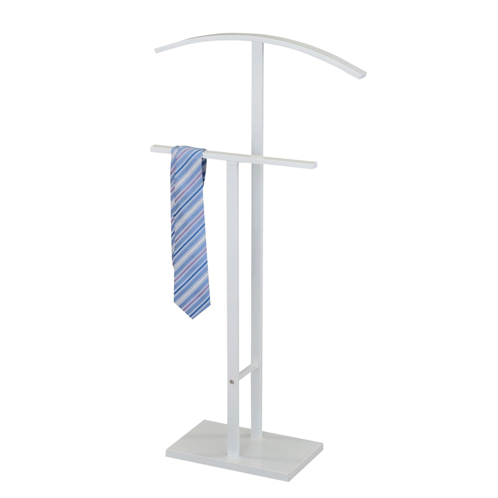 Dossi Modern Metal Suit Valet Stand, Clothes Rack Organizer with Jacket, Pants & Tie Holder, Space-Saving Garment