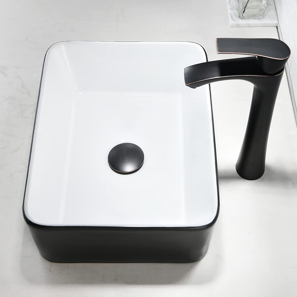 Rectangle Bathroom Sink with Faucet And Drain Combo-VASOYO 19x15 Inch Vessel Sink Above Counter Bathroom Vanity Sinks