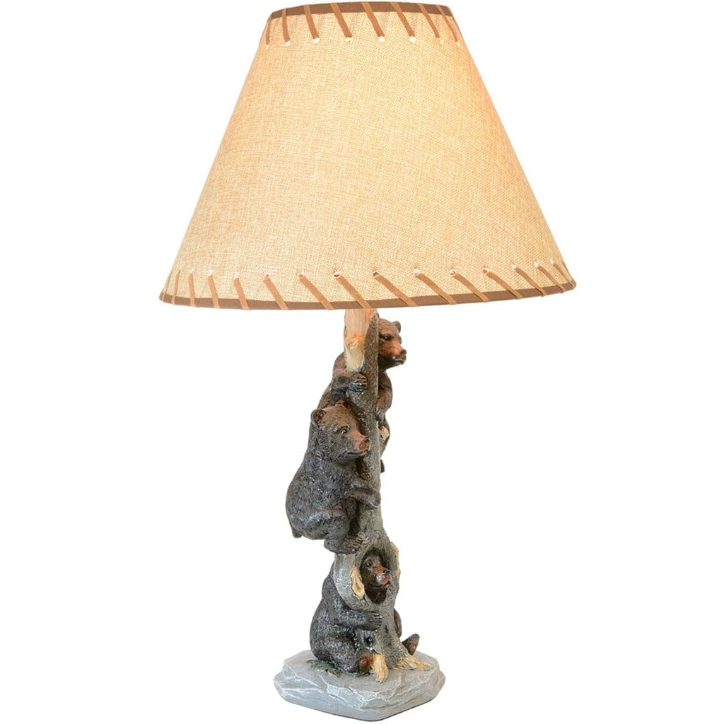 Bears in a Tree Table Lamp, Rustic Cabin Lodge Lamp