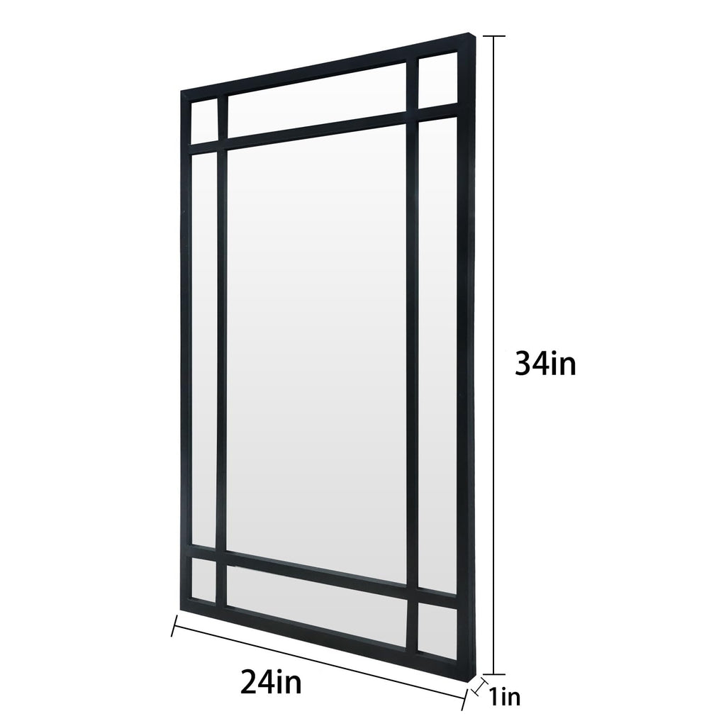 Black Rectangle Mirror, Farmhouse Decorative Wall Mirror, Fireplace, Accent Wall Decor (Black1, 34" x 24")