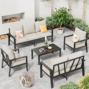 5-Piece Aluminum Outdoor Patio Furniture Set - Conversation | All-Weather Resistant for Patio, Garden & Porch
