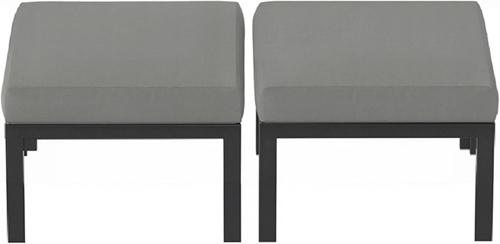 Metal Outdoor Ottoman, 2-Piece Aluminum Footstool w/Removable Cushion, Multipurpose Footrest Stool Additional