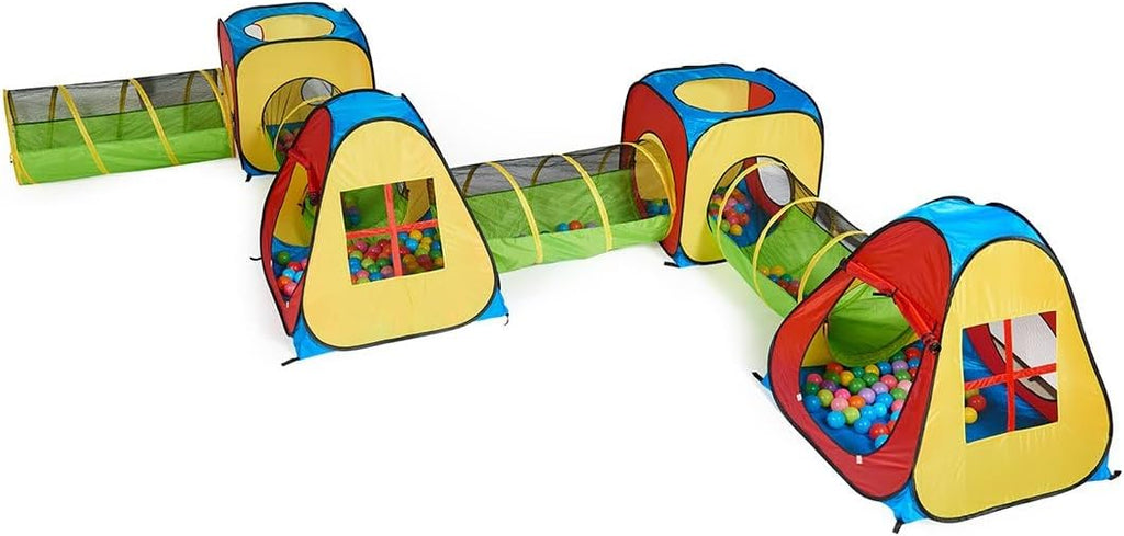 8 in 1 Pop Up Kids Play Tent with 4 Tunnel, Indoor/Outdoor Playhouse
