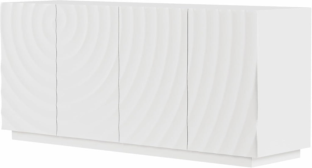 59" Modern Buffet Sideboard Cabinet, Artistic 3D Texture Storage Cabinet with 4 Doors, Freestanding Credenza Buffet