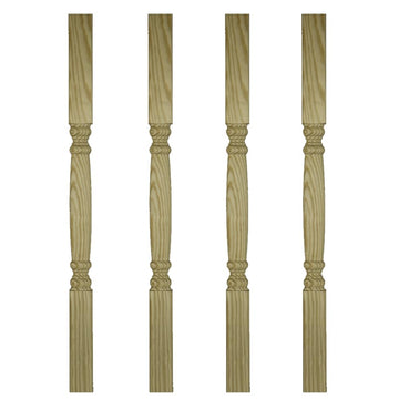 Treated Pine Contemporary Classic Deck Spindles, 2 x 3 x 36 Inch - Turned Porch & Deck Balusters for Outdoor