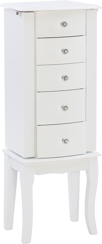 Furniture Jewelry Armoire, White, 13"x 9.375"x 35.5"