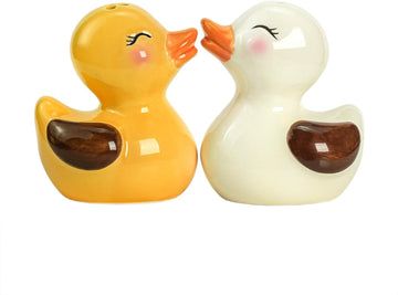 Ceramic Duck Shape Salt & Pepper Shakers Set, Hand-Painted Cute Duck Salt and Pepper Shakers, Set - Set of 2