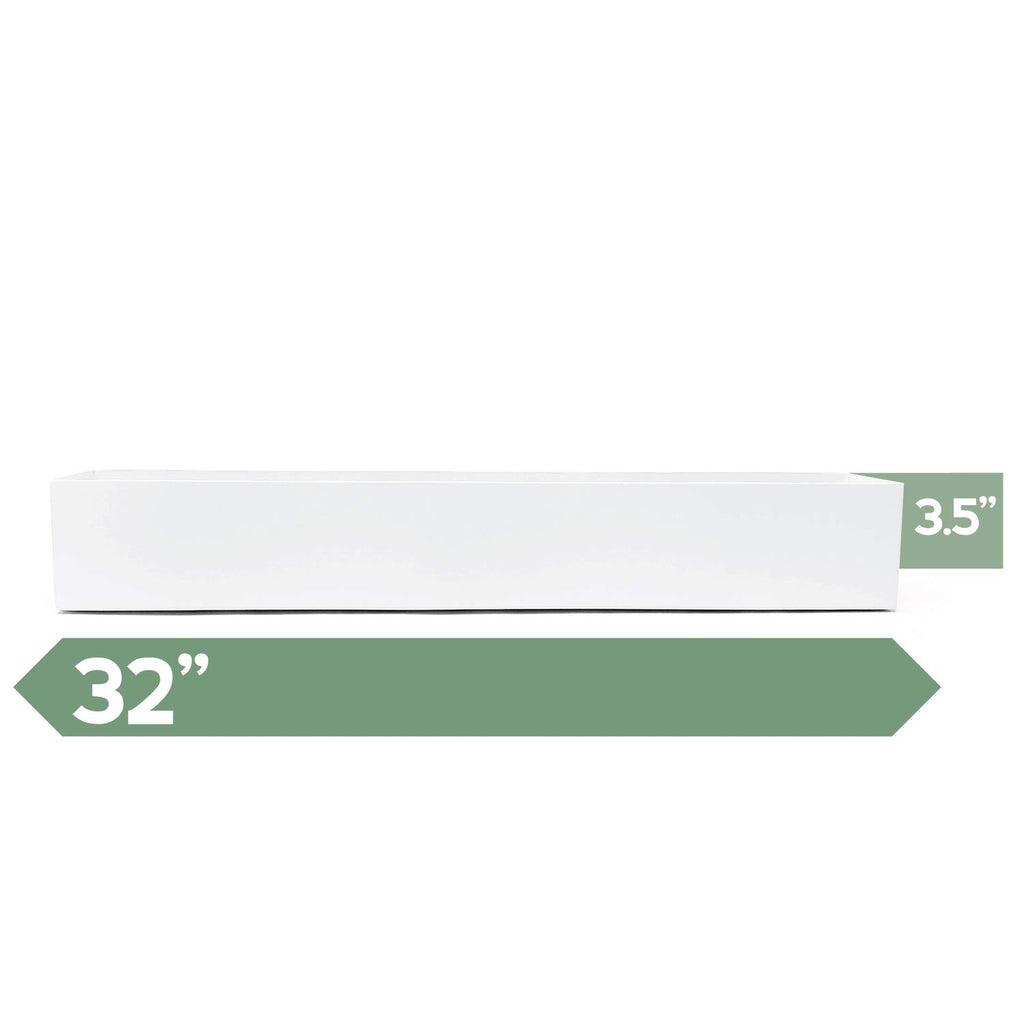 Modern Metal Trough Rectangle Planter 32 inch, White