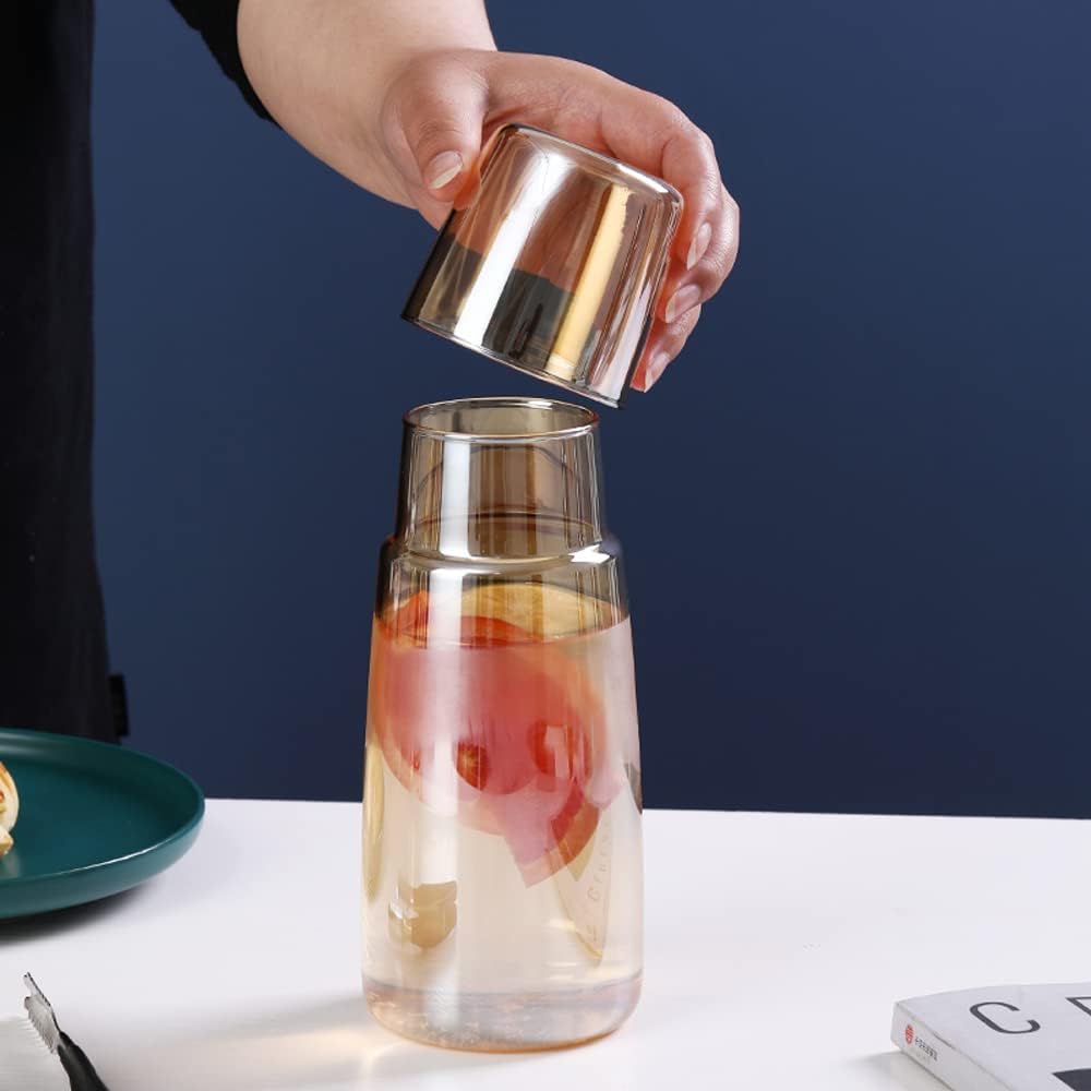 Bedside Water Carafe Set with Tumbler, Bedside Carafe and Glass Set for Nightstand Bedroom Guest Room, Water Carafes