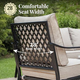 Metal Outdoor Patio Furniture Set - Fire Pit | Beige with Thick Cushions for Patio, Garden & Porch