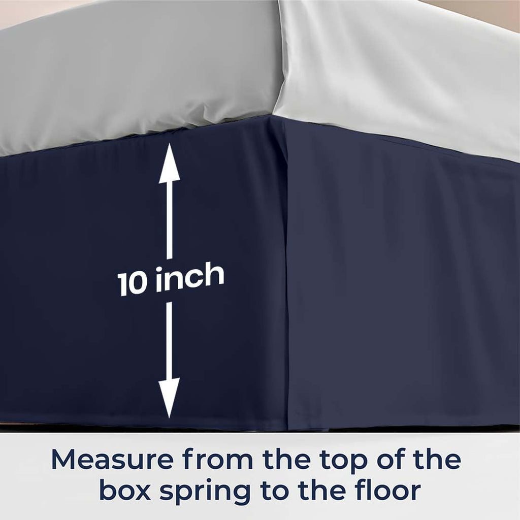 10 inch Drop Bed Skirt Twin Size - Platform Style with Secure Fit, Classic Tailored Look, Elegant Pleated Style Dust