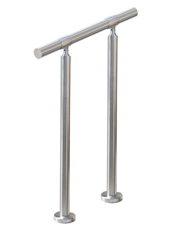 Small 1-2 Step Stair Railing, Handrail for Indoor Outdoor Steps, 1.65" OD Round DIY 304 Stainless Steel Transitional