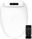 Elongated Smart Heated Bidet Toilet Seat with Slow-Close Lid, Warm Air Dryer, Remote Control, LED Light, Adjustable Temperature