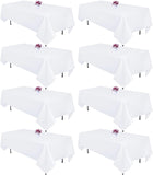 8 Packs White Table Cloth Rectangle 60x126 Inch for 8ft Rectangle Tables, Wrinkle Resistant Polyeste