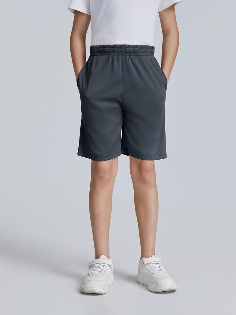 Boys Athletic Shorts 5 Pack, Lightweight Basketball Shorts for Kids Youth with Elastic Waist Drawstring, Quick Dry