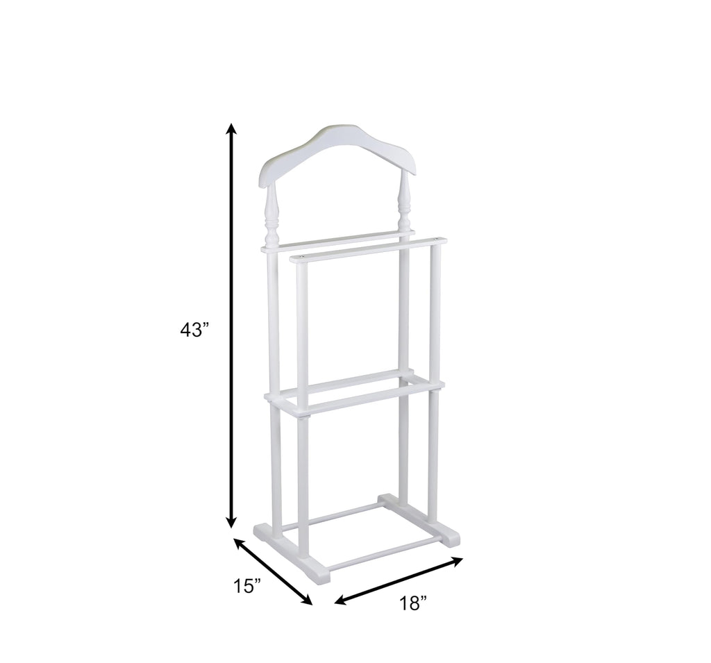 Sakura Twin Valet with Wooden Hanger, Trouser Bar & Tie Bar, White