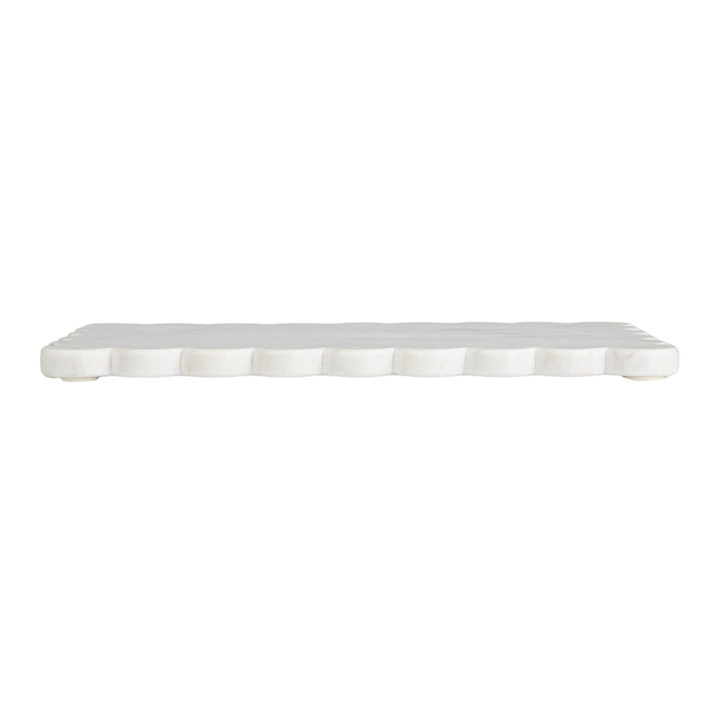 Marble Cheese Board with Scalloped Edge, White