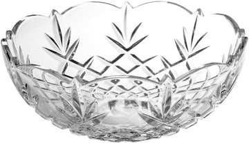 Crystal Renmore 9-Inch Bowl, Clear Heavy Cut Crystal Fruit Bowl and Centerpiece Bowl for Dining Table and Home Décor
