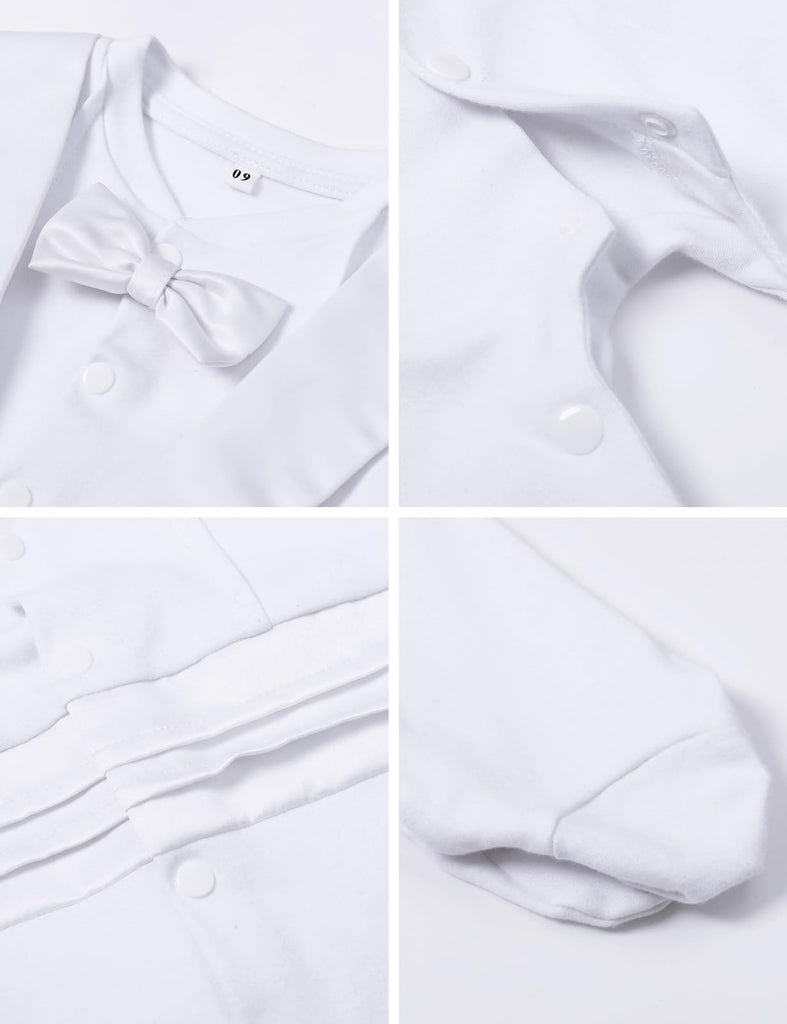 Baby Baptism Outfit Boy Infant Tuxedo Christening Footie White 6-9 Months