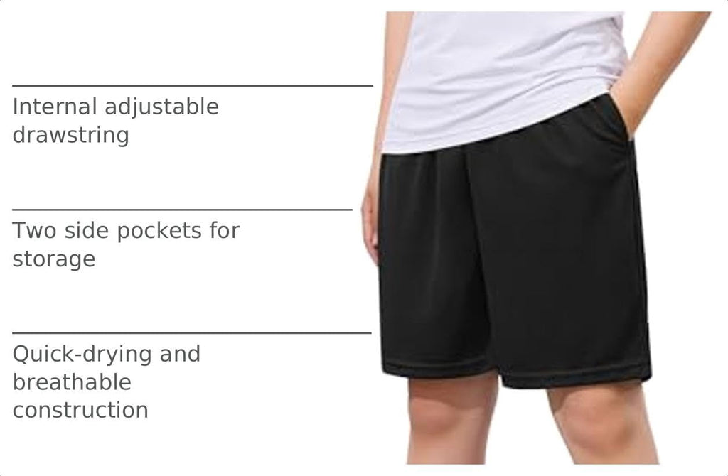 Boys Athletic Shorts Youth Quick Dry Soccer Basketball Running Gym