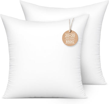 20x20 Throw Pillow Inserts 2-Pack for Sofa, Polyester Fill - Set of 2