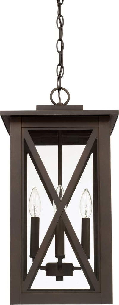 Avondale Clear Glass Outdoor Pendant, 4-Light 240 Total Watts, 21" H x 11" W, Oiled Bronze