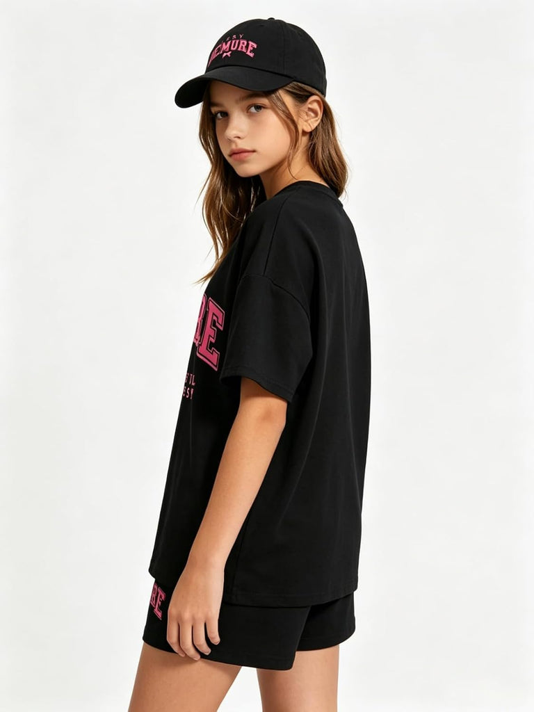 Girls Summer Outfits 2 Piece Sets Short Sleeve T-Shirt Top Elastic Waist Shorts Set Casual Clothing Sets