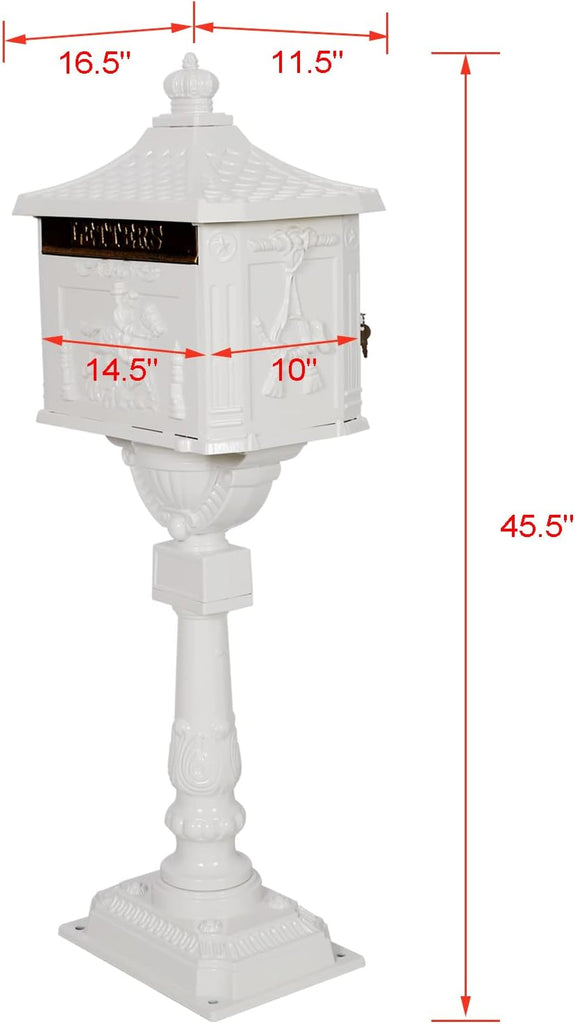 Classic White Cast Aluminum Mailbox & Postal Box