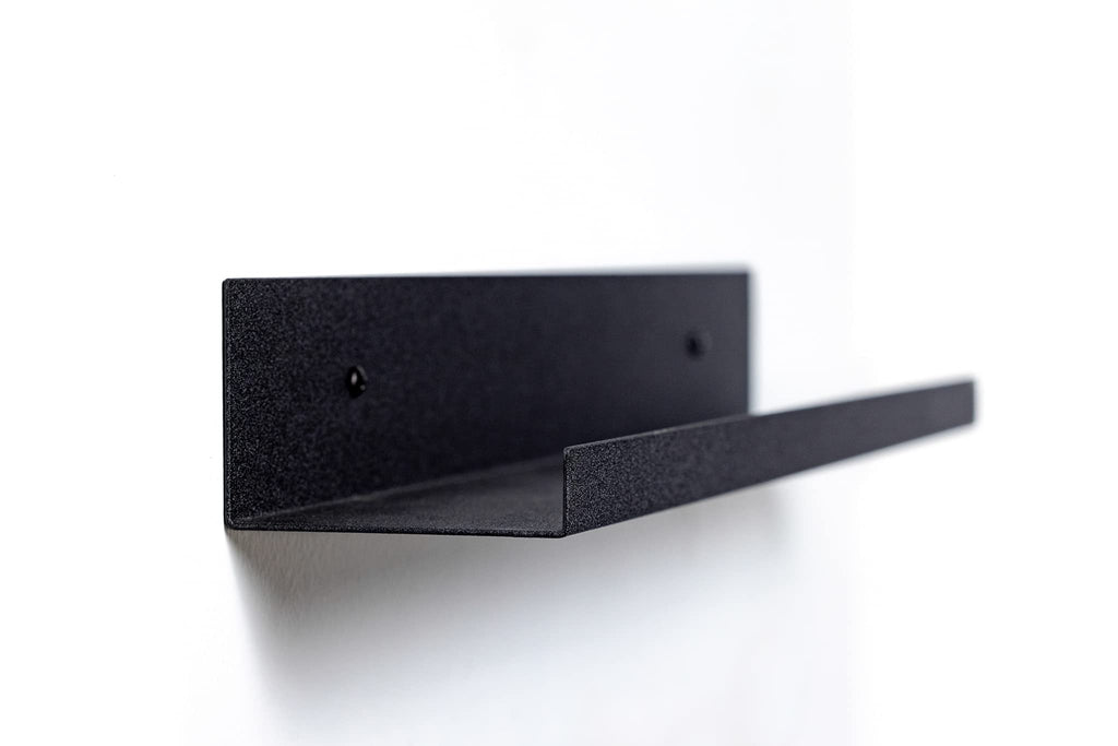 36" Metal Floating Wall Shelf | Modern Black Powder-Coated Steel Ledge, Made in USA | Wall-Mounted Shelf